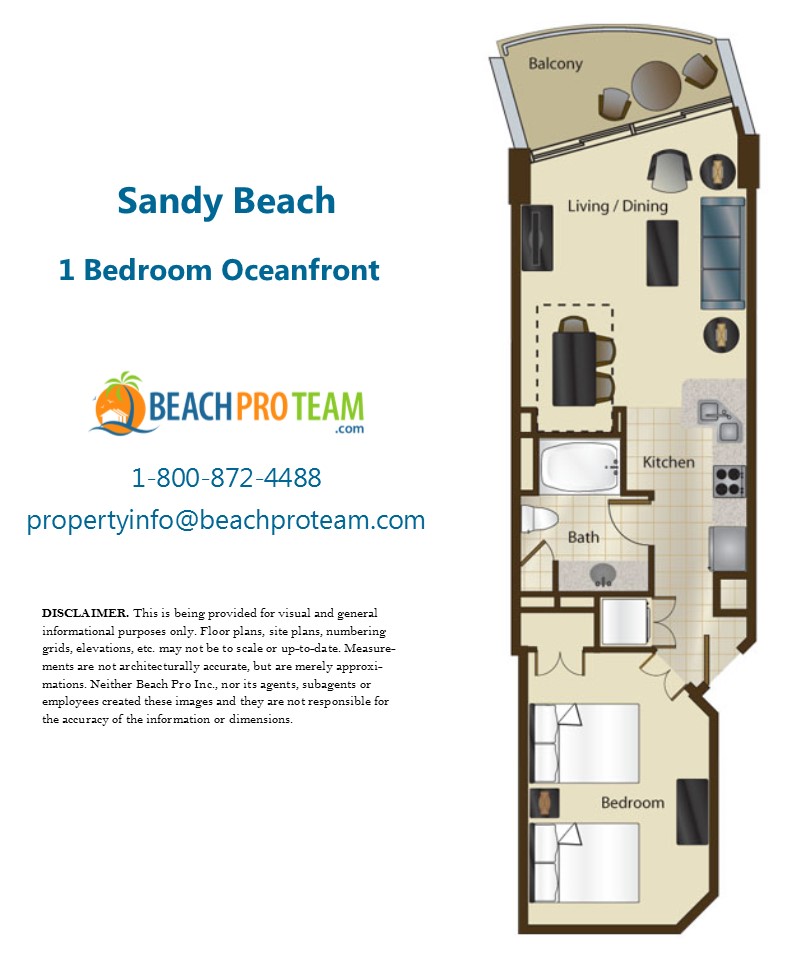 Sandy Beach Resort II Floor Plan F - 1 Bedroom Oceanfront 